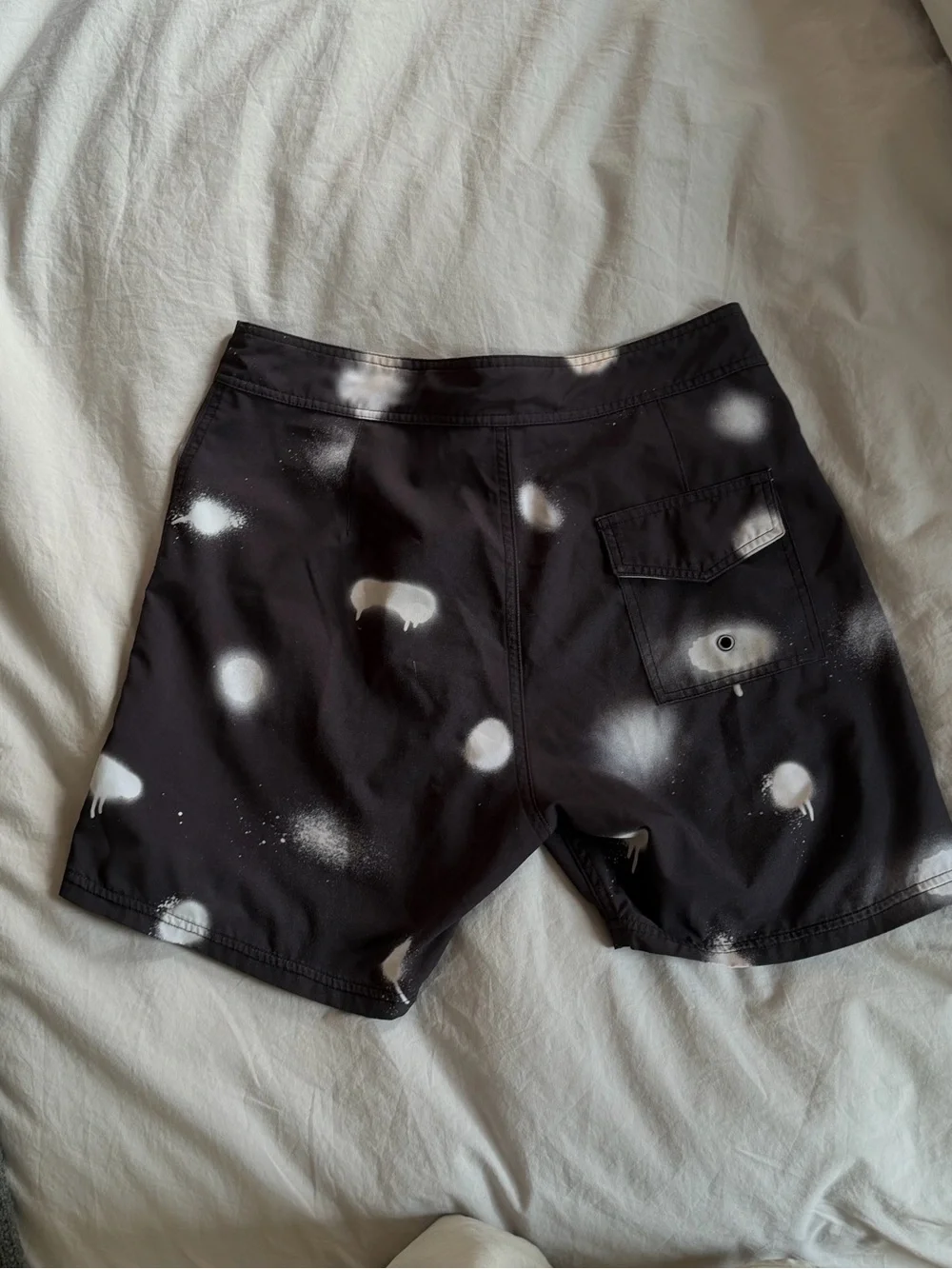 Black & White Splatter Men’s Swim Board Shorts
